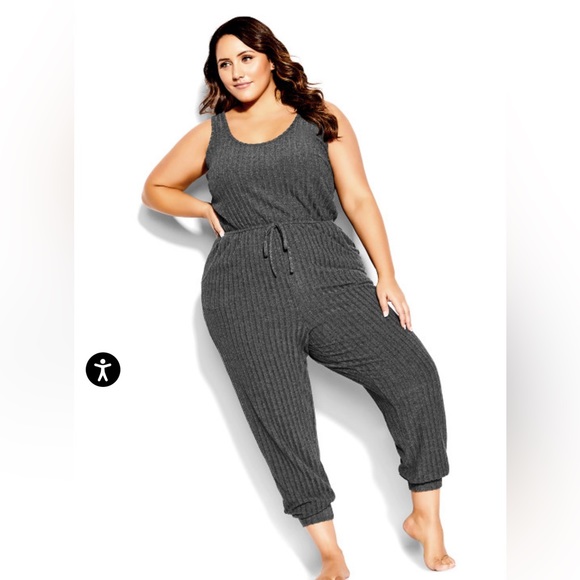 City Chic Other - City Chic 24W Plus Size Grey Ella sleep pajama jumpsuit